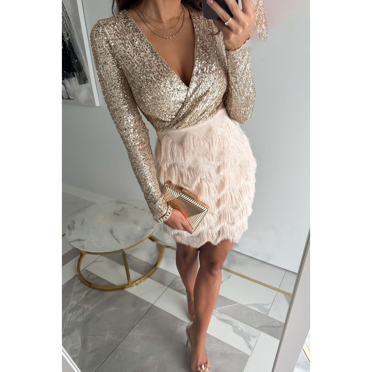 new party sequin multi-color dress Casual loose dress