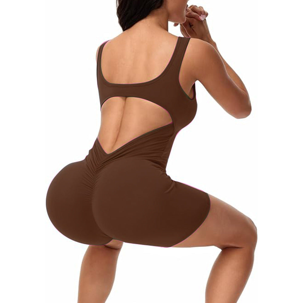 New one-piece yoga wear, hollowed-out back body training fitness sports jumpsuit women