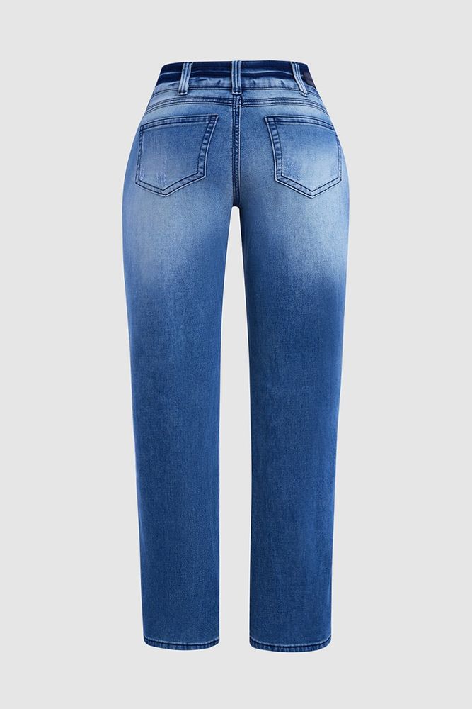 Rocker chick jeans Cross Embroidery Ripped Low Rise Bootcut Jeans