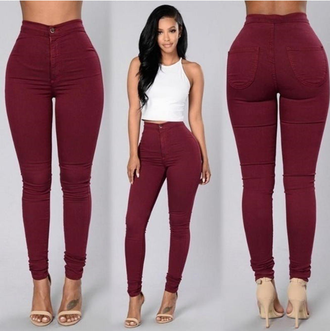 Slim stretch candy color slim slim casual jeans