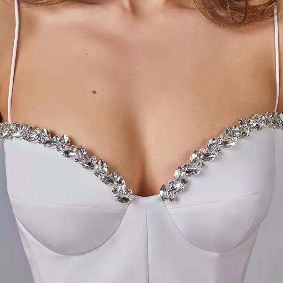 The new sexy diamond-encrusted socialite dress with a split bandage