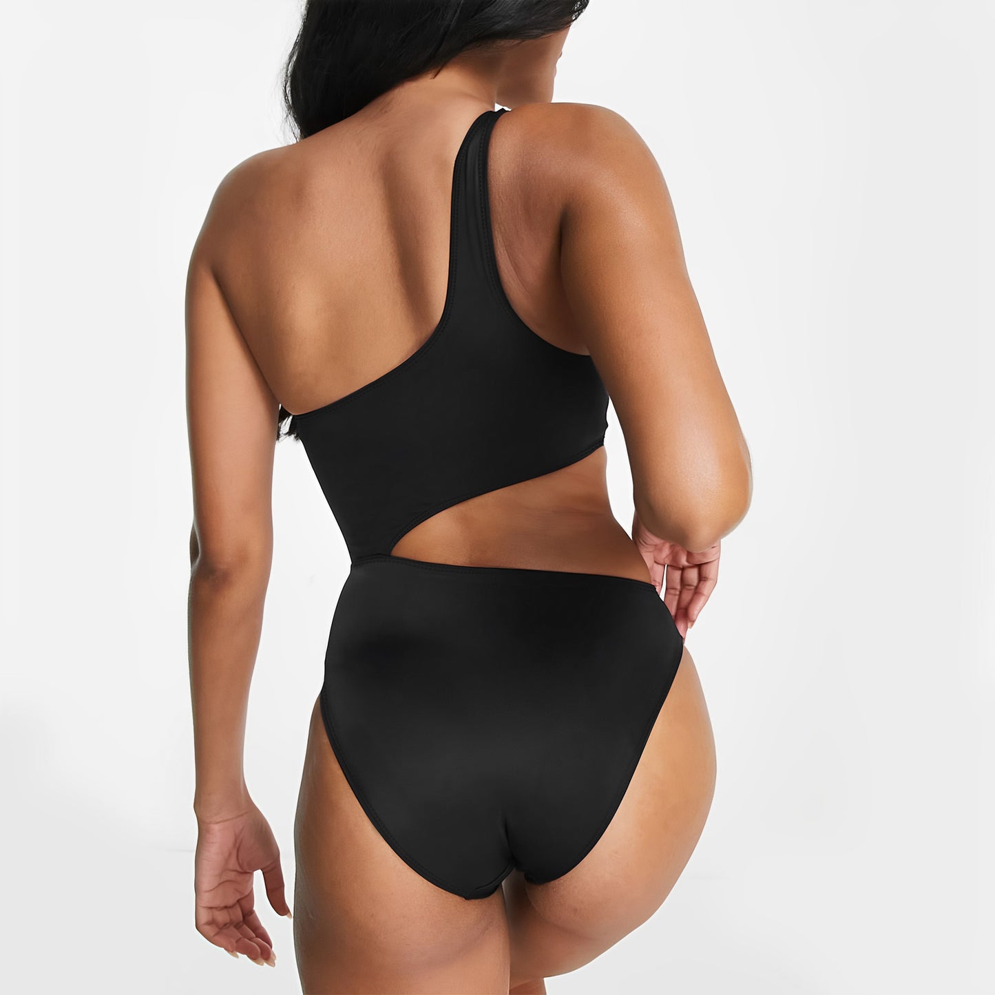one-piece swimsuit black and white patchwork bikini