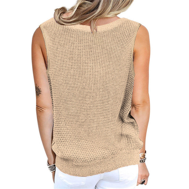 Spring/summer sweater V-neck sleeveless reversible vest
