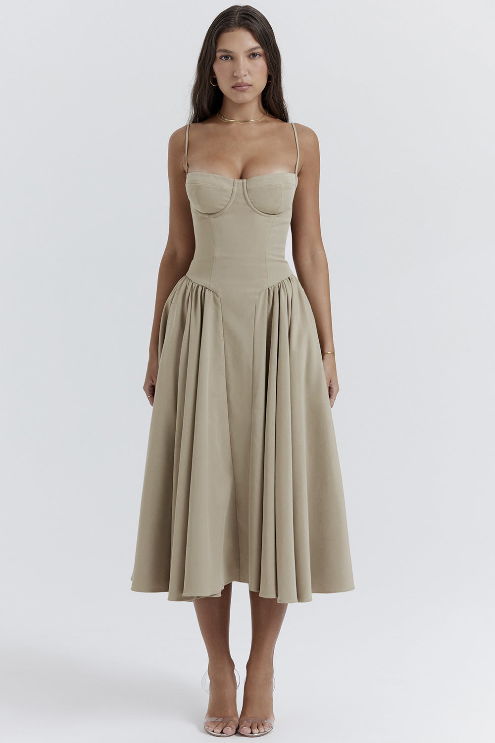 S32165 new vintage long dress court wind Dopa wear strap dress