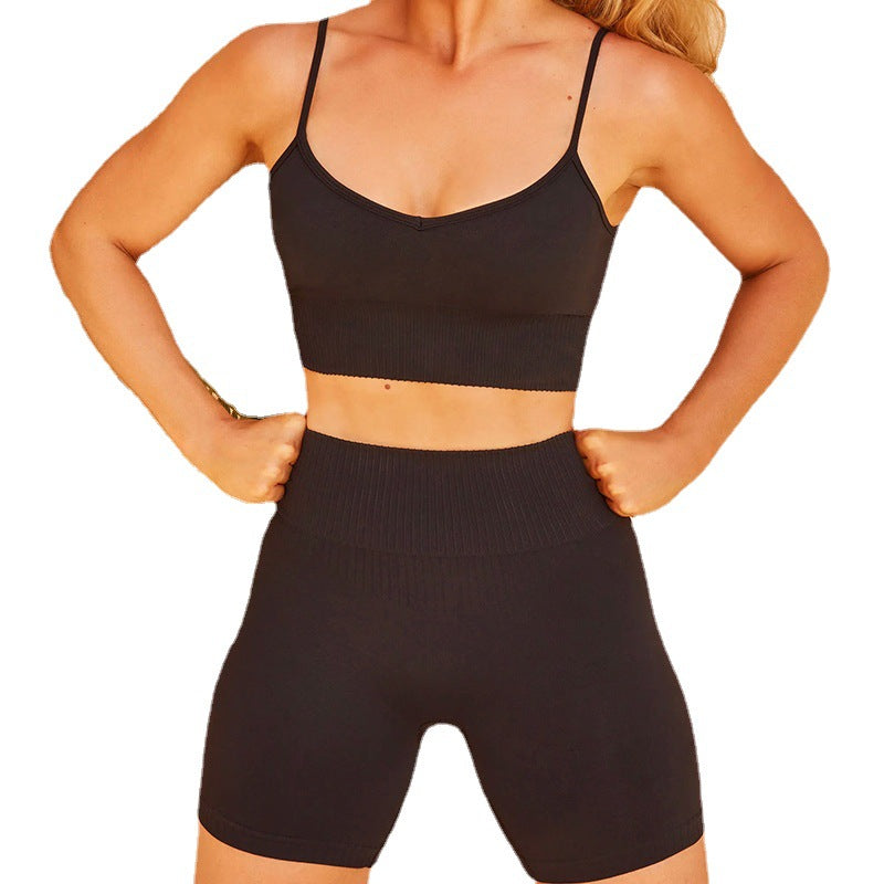 Seamless Yoga Fitness Shorts set Running Sports Bra Peach Butt lift Yoga shorts