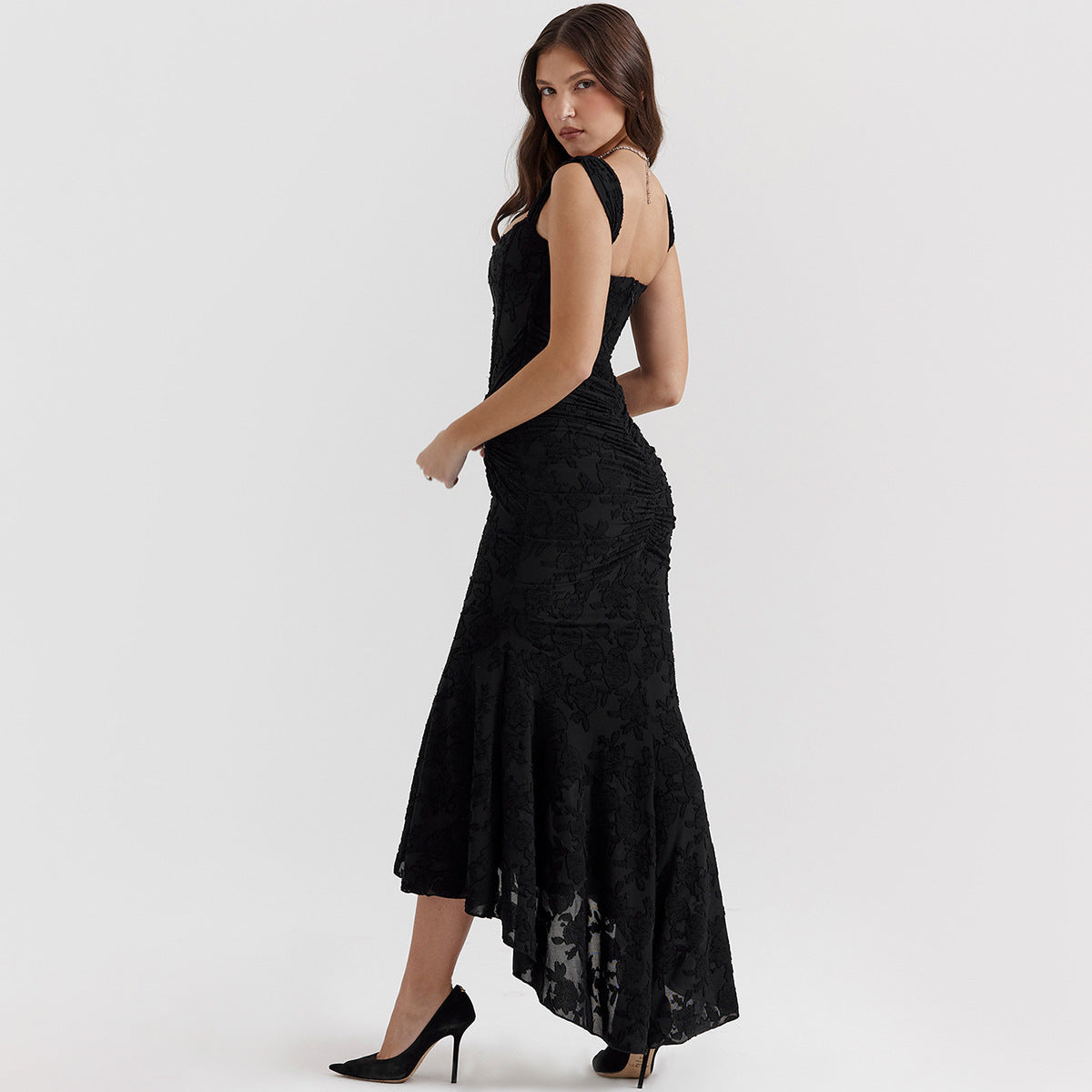 lace fishbone slip skirt dress