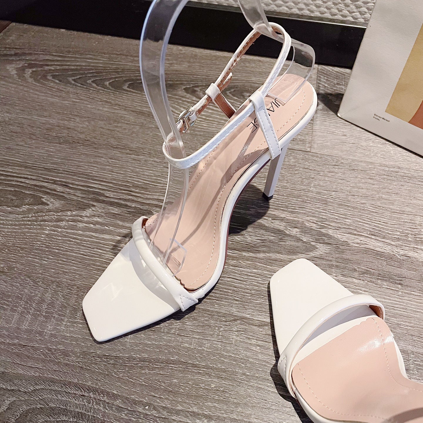 Style new fashion stiletto sandals sweet date one line buckle long square head high heels women's shoes