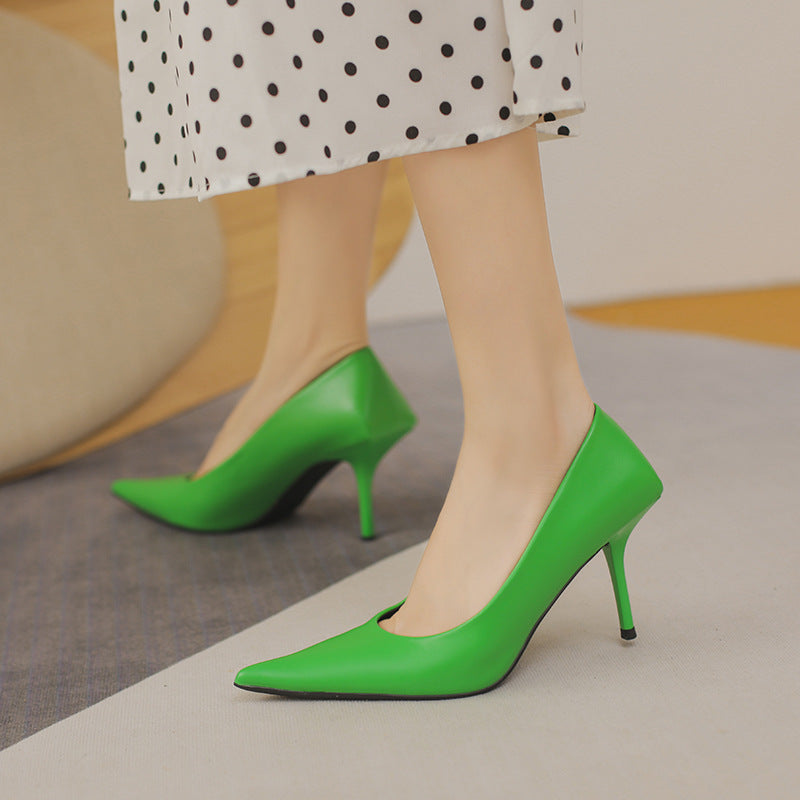 Eilyken High Quality Pu Leather New  Shallow Pointed Toe Woman Pumps Thin High Heels Fashion Dress Sandals Ladies Shoes