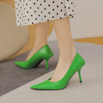 Eilyken High Quality Pu Leather New  Shallow Pointed Toe Woman Pumps Thin High Heels Fashion Dress Sandals Ladies Shoes