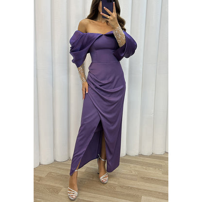 New party fashion dress casual loose one-line collar dress for women