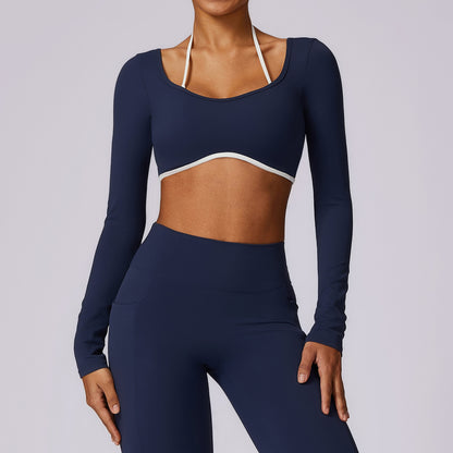 naked thin quick dry back yoga clothing top long sleeve running T-shirt long sleeve fitness clothing