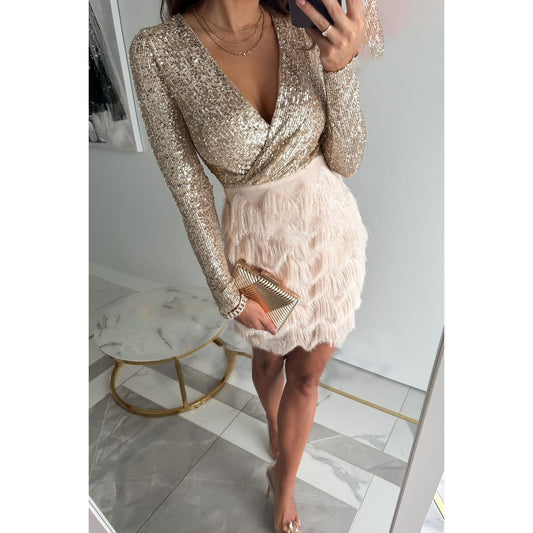 new party sequin multi-color dress Casual loose dress