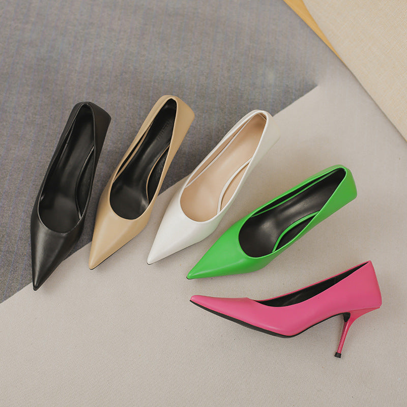 Eilyken High Quality Pu Leather New  Shallow Pointed Toe Woman Pumps Thin High Heels Fashion Dress Sandals Ladies Shoes