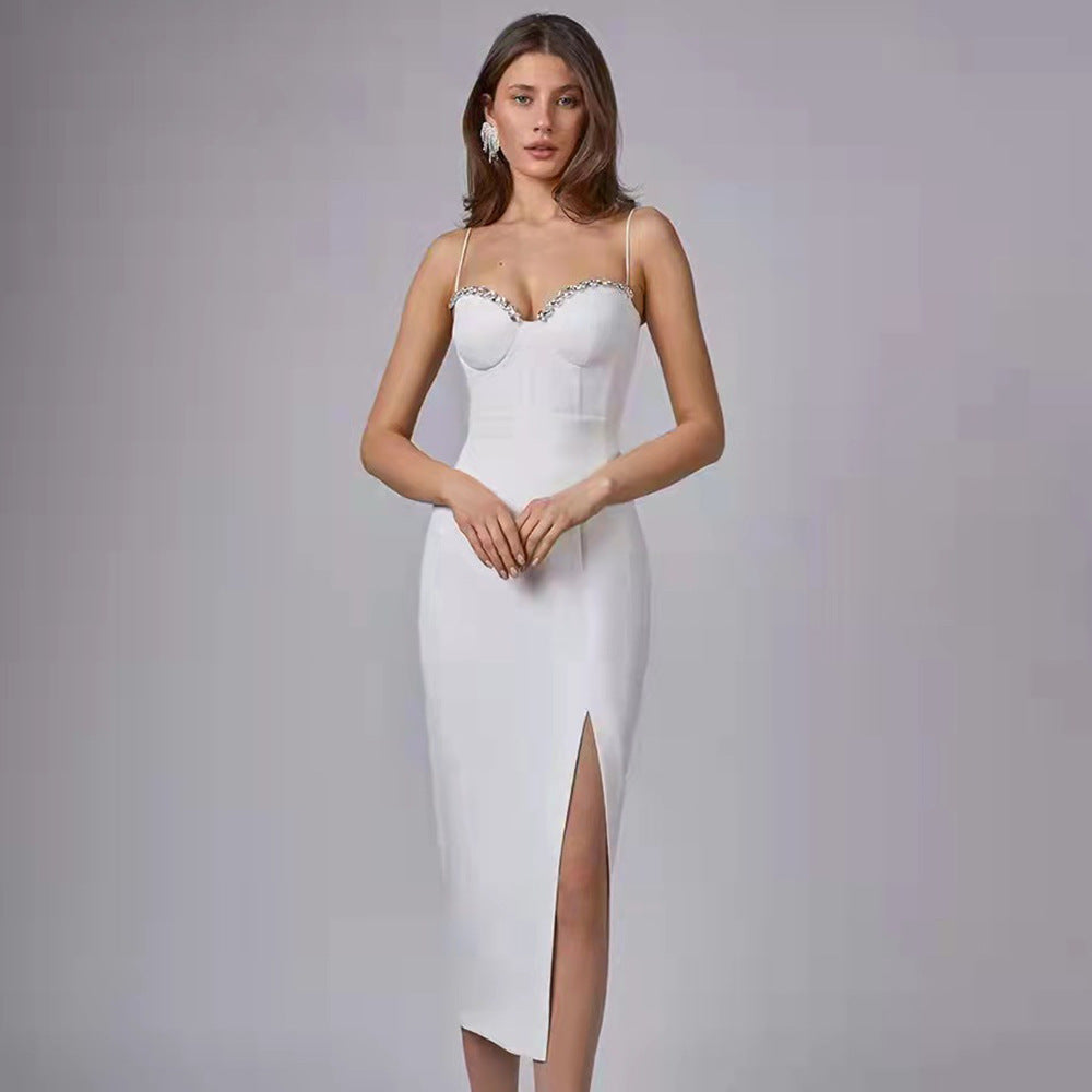 The new sexy diamond-encrusted socialite dress with a split bandage