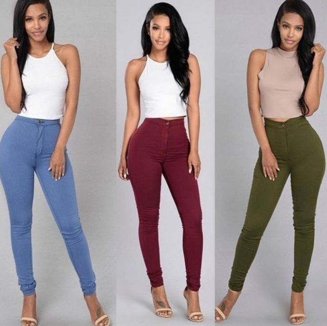 Slim stretch candy color slim slim casual jeans