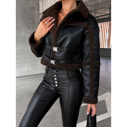 New fashion fur all-in-one long-sleeved jacket