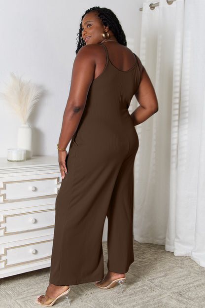 Full Size Spaghetti Strap V-Neck Jumpsuit