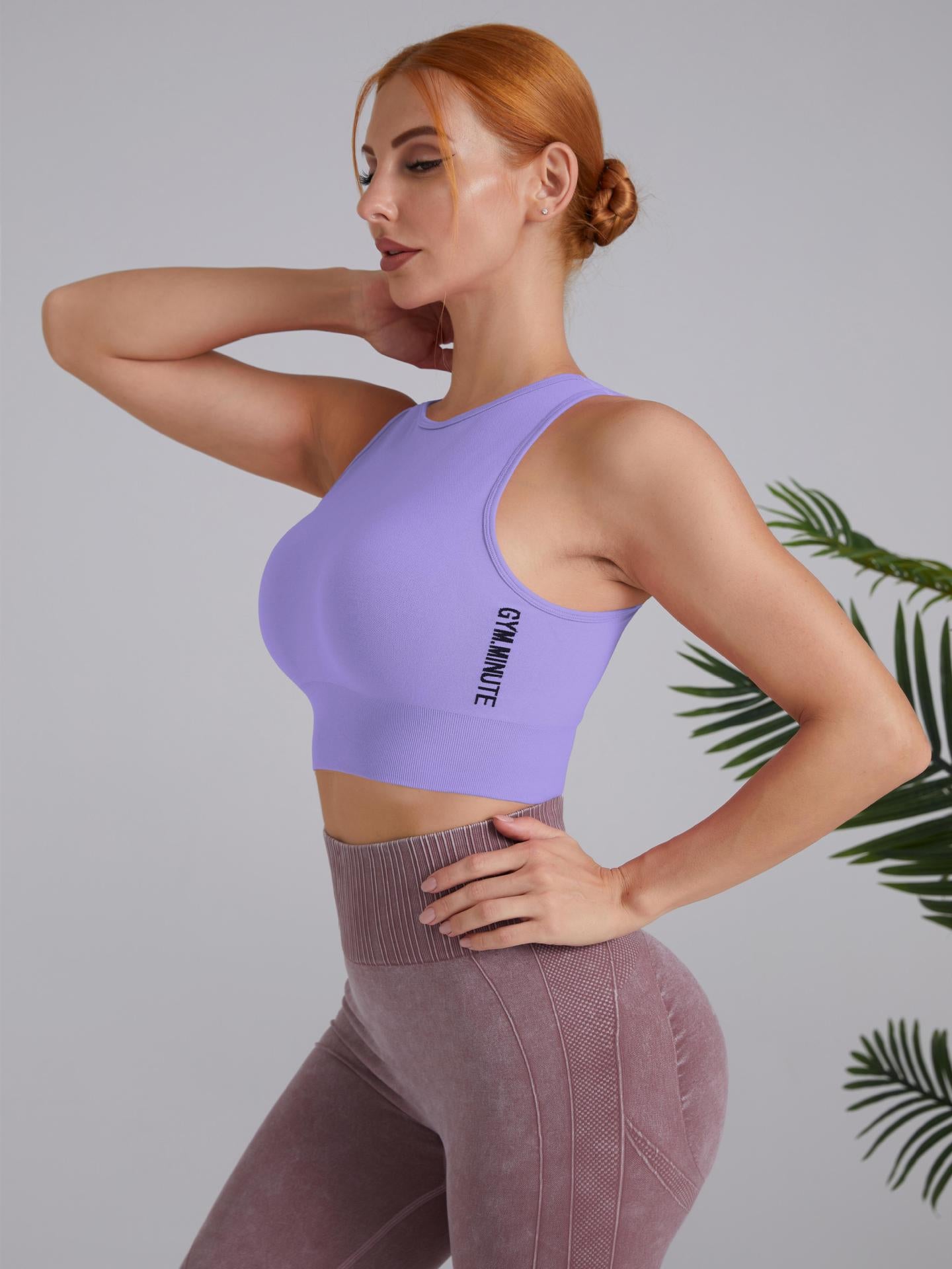 Yoga vest without chest pad breathable shock-proof running top back quick drying fitness wear sleeveless T-shirt