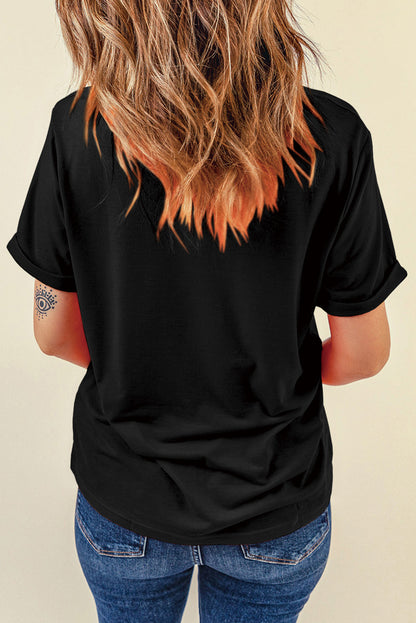 RED USA Flag Round Neck Short Sleeve T-Shirt
