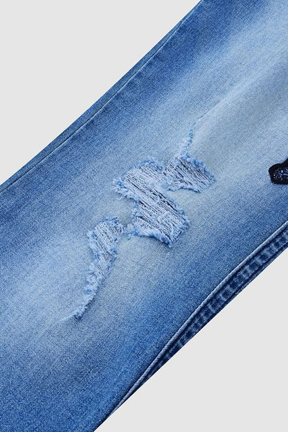 Rocker chick jeans Cross Embroidery Ripped Low Rise Bootcut Jeans