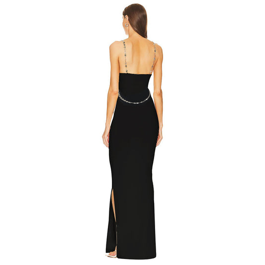 Simple chain slip dress women's maxi dress party dress Fashion evening dress sexy