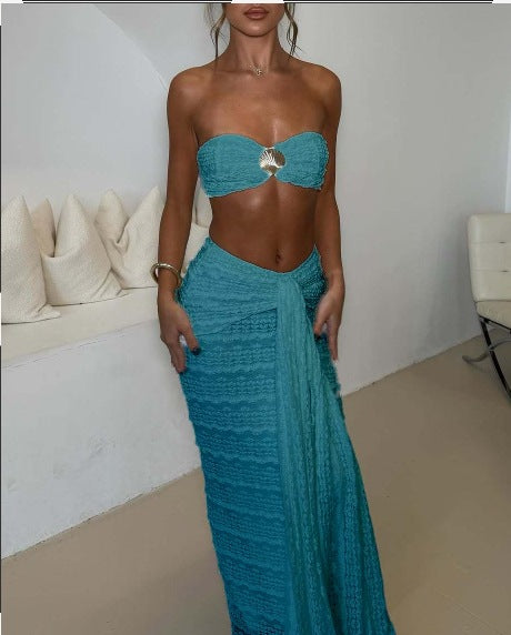 Lace Jacquard vacation seaside casual swimwear two-piece sets
