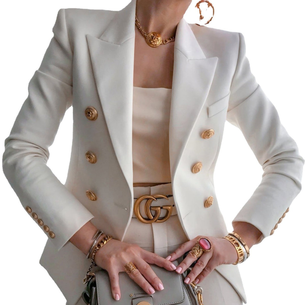 women's 2024 autumn and winter new fashion temperament slim solid color suit jacket women a hair