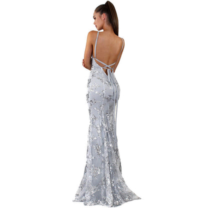 New women's ebay dress halter V-neck halter sequin dress