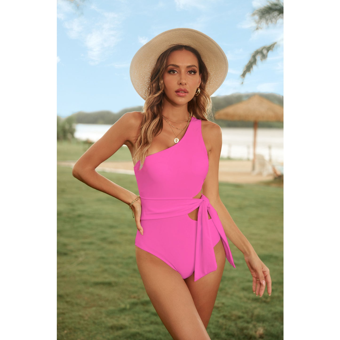 Off the shoulder one piece swimsuit