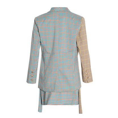 Women's new fashion age reduction color plaid lace-up small skirt casual women's suit