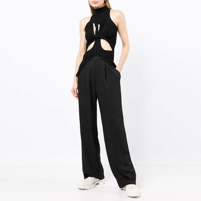 Spring new East gate women's sexy off-the-shoulder irregular matching thin knit vest