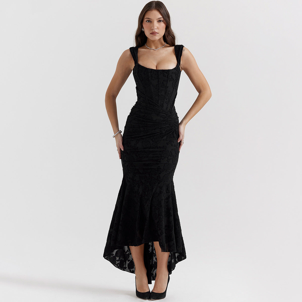 lace fishbone slip skirt dress