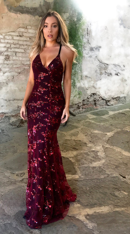 New women's ebay dress halter V-neck halter sequin dress