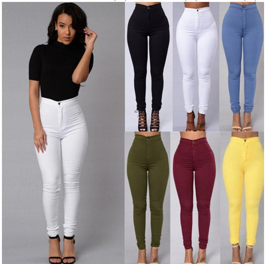 Slim stretch candy color slim slim casual jeans