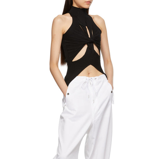 Spring new East gate women's sexy off-the-shoulder irregular matching thin knit vest