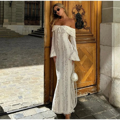 Women's strapless lace Off-shoulder dress