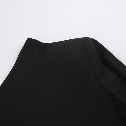 Black woolly knit high-waisted split sheath dress Wildberries spring/summer fashion woman
