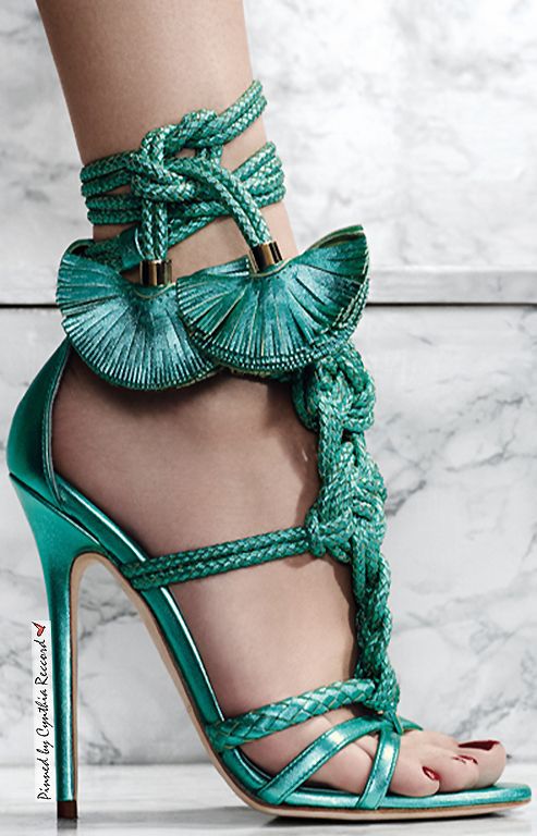 Bed Straps High Heel Sandals  Rope Knot Cut Outs Summer Shoes Lace-up Stiletto Heels Gladiator Sandals Pink Brown Green