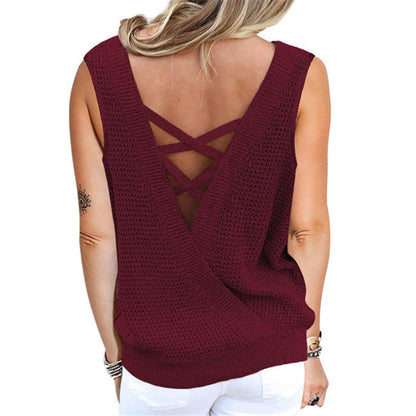 Spring/summer sweater V-neck sleeveless reversible vest