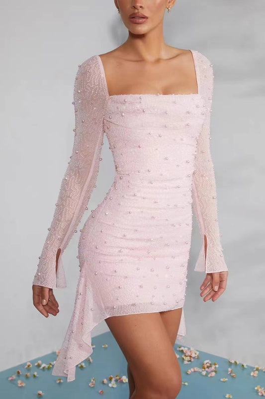 Sexy high-end pearl skirt