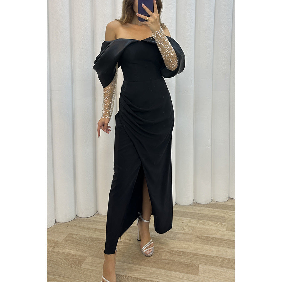New party fashion dress casual loose one-line collar dress for women