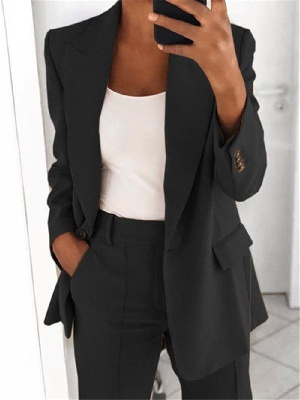 New lapel fashion slim-fit cardigan style suit jacket woman