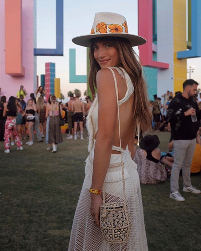 New women's dress Dunhuang deep V backless dress