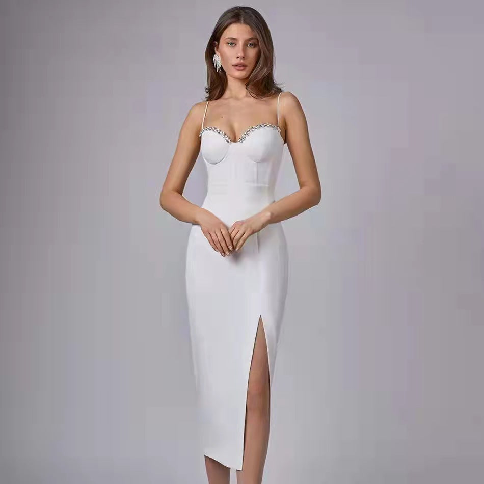 The new sexy diamond-encrusted socialite dress with a split bandage