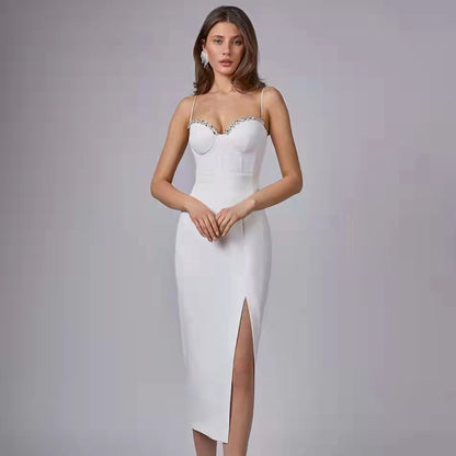 The new sexy diamond-encrusted socialite dress with a split bandage