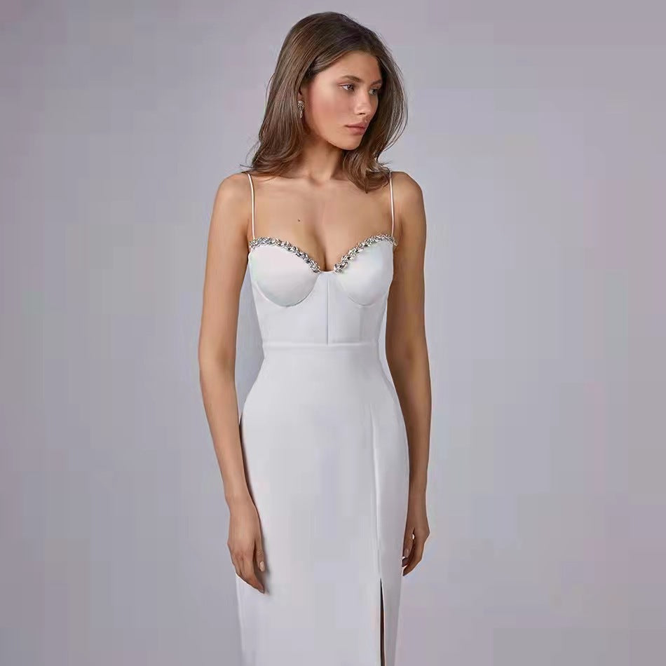 The new sexy diamond-encrusted socialite dress with a split bandage