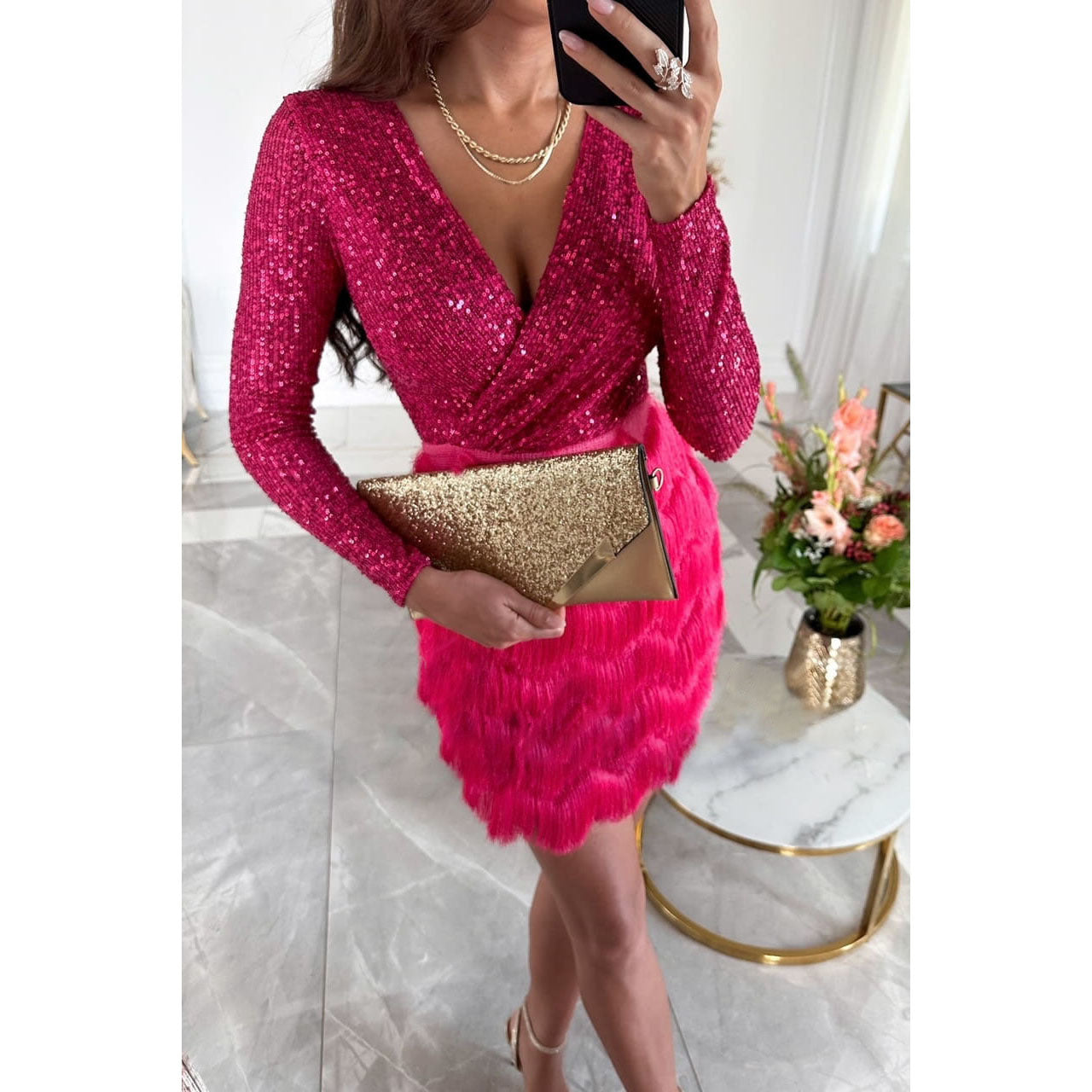 new party sequin multi-color dress Casual loose dress