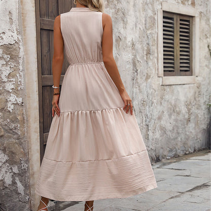 Summer new women's dress solid color temperament slim dress