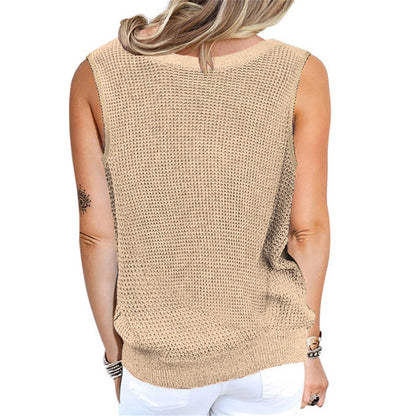 Spring/summer sweater V-neck sleeveless reversible vest