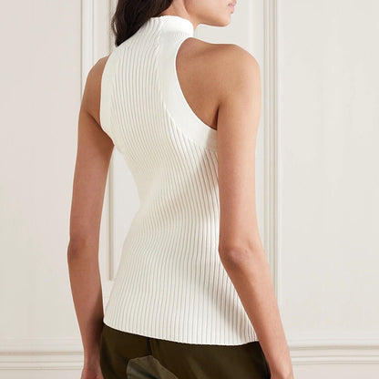 Spring new East gate women's sexy off-the-shoulder irregular matching thin knit vest